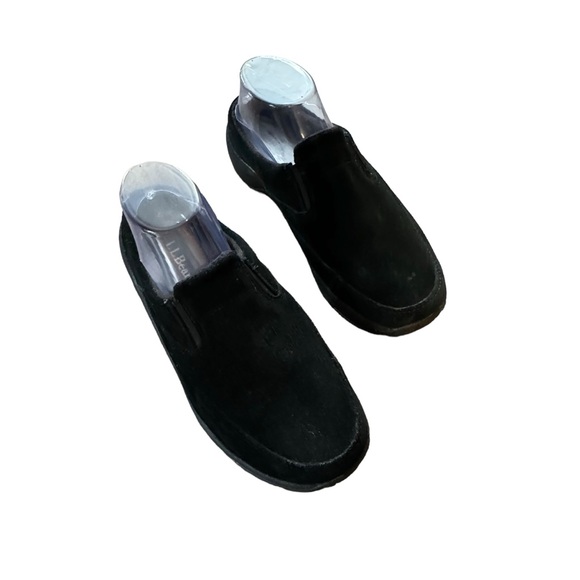 *Women’s LL Bean Size 8 Black Suede Slip On Mules Shoes - Picture 1 of 11